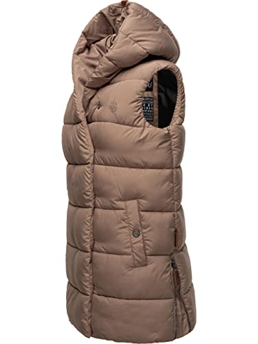 Navahoo warme Damen Winter Steppweste lang mit Kapuze Madilynaa Dark Taupe Gr. S von Navahoo