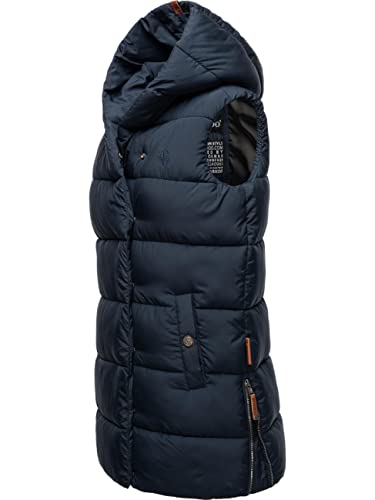 Navahoo warme Damen Winter Steppweste lang mit Kapuze Madilynaa Navy Gr. XL von Navahoo