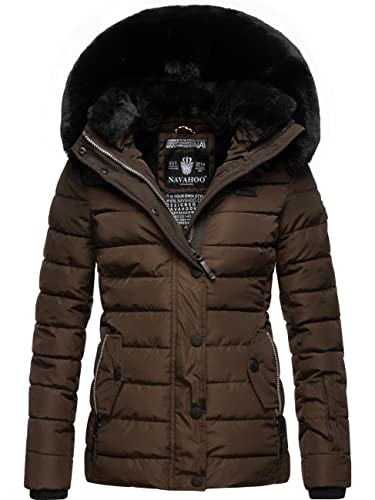 Navahoo Damen warme Winter Steppjacke mit Abnehmbarer Kapuze Milianaa Dark Choco Gr. L von Navahoo