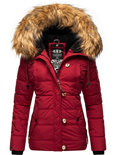 Navahoo Damen warme Winter Steppjacke mit abnehmbarem Kunstfell Zoja Blood Red Gr. XS von Navahoo