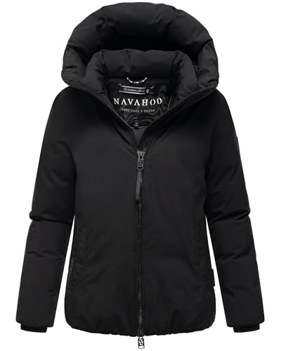 Navahoo Damen warme Winterjacke mit 2-Wege-Reißverschluss Blütenlicht 14 Black Gr. S von Navahoo