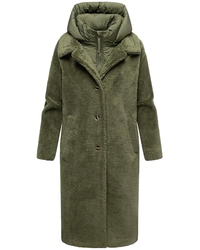 Navahoo Damen warmer Plüschmantel aus Teddyfleece mit abnehmbarem, gestepptem Krageneinsatz Teddyzauber 14 Olive Leaf Gr. L Navahoo Damen warmer Plüschmantel aus Teddyfleece mit abnehmbarem, gestepptem Krageneinsatz Teddyzauber 14 Olive Leaf Gr. L von Navahoo