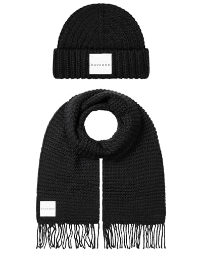 Navahoo Damen warmes Winterset bestehend aus weicher Mütze und Schal Kuschelpärchen 14 Black Gr. M von Navahoo
