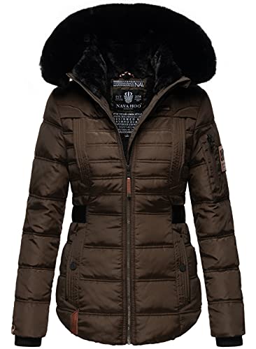 Navahoo Designer Damen Winter Jacke Steppjacke Winterjacke Stepp gesteppt B844 [B844-Melik-Chocolate-Gr.M] von Navahoo