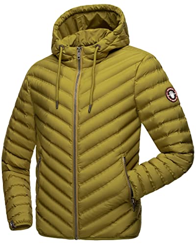 Navahoo Herren Steppjacke Übergangsjacke für Frühling/Herbst mit Kapuze Fey-Tun Moss Green Gr. XXL von Navahoo