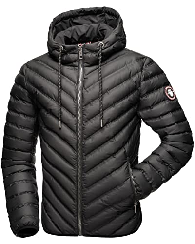 Navahoo Herren Steppjacke Übergangsjacke für Frühling/Herbst mit Kapuze Fey-Tun Schwarz Gr. XXL von Navahoo