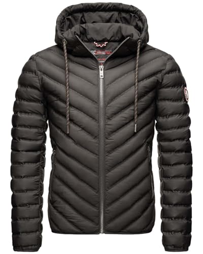 Navahoo Herren Übergangsjacke Jacke Steppjacke Stepp gefüttert mit Kapuze B837 [B837-Fey-Anthrazit-Gr.XXL] von Navahoo