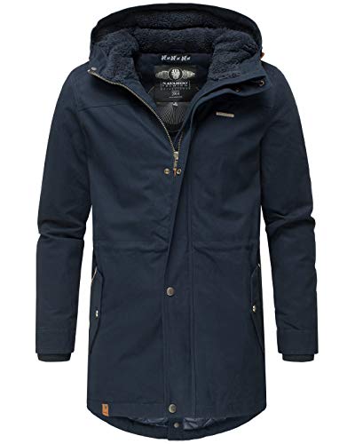 Navahoo Herren Winterjacke Parka Jacke warm lang Kapuze B662 [B662-Manak-Navy-Gr.M] von Navahoo