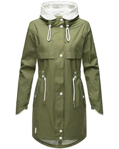 Navahoo Leichter Damen Übergangsmantel Langer Parka mit Kapuze Xankaa Dusty Olive Gr. M von Navahoo