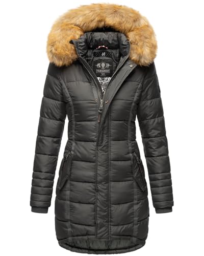 Navahoo Papaya Damen Winter Jacke Steppjacke Mantel Parka gesteppt warm B374 [B374-Papaya-Anthrazit-Gr.L] von Navahoo