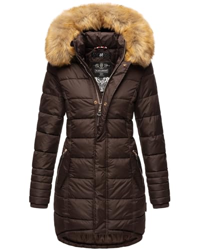 Navahoo Papaya Damen Winter Jacke Steppjacke Mantel Parka gesteppt warm B374 [B374-Papaya-Dark-Choco-Gr.L] von Navahoo