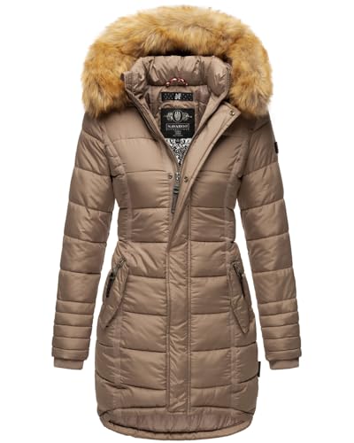 Navahoo Papaya Damen Winter Jacke Steppjacke Mantel Parka gesteppt warm B374 [B374-Papaya-Taupe-Gr.S] von Navahoo