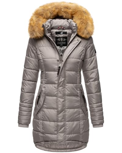 Navahoo Papaya Damen Winter Jacke Steppjacke Mantel Parka gesteppt warm B374 [B374-Papaya-Zink-Grau-Gr.M] von Navahoo