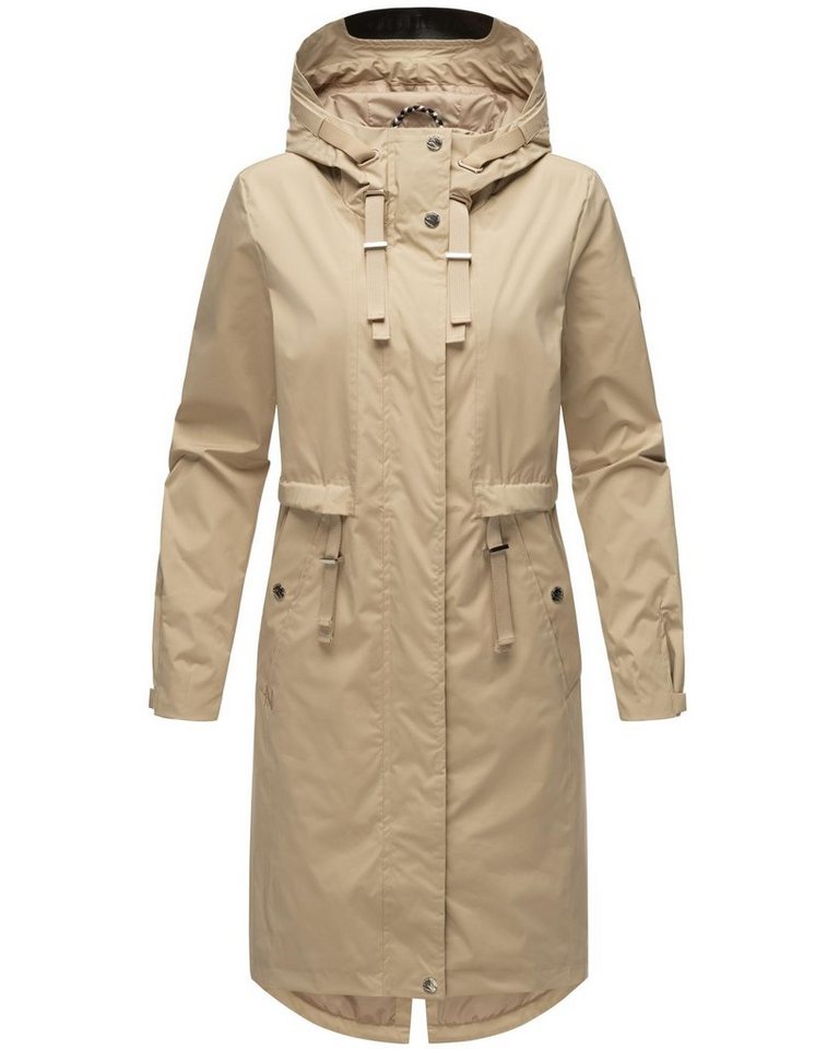 Navahoo Kurzmantel Silberperlee stylischer langer Mantel mit Kapuze von Navahoo