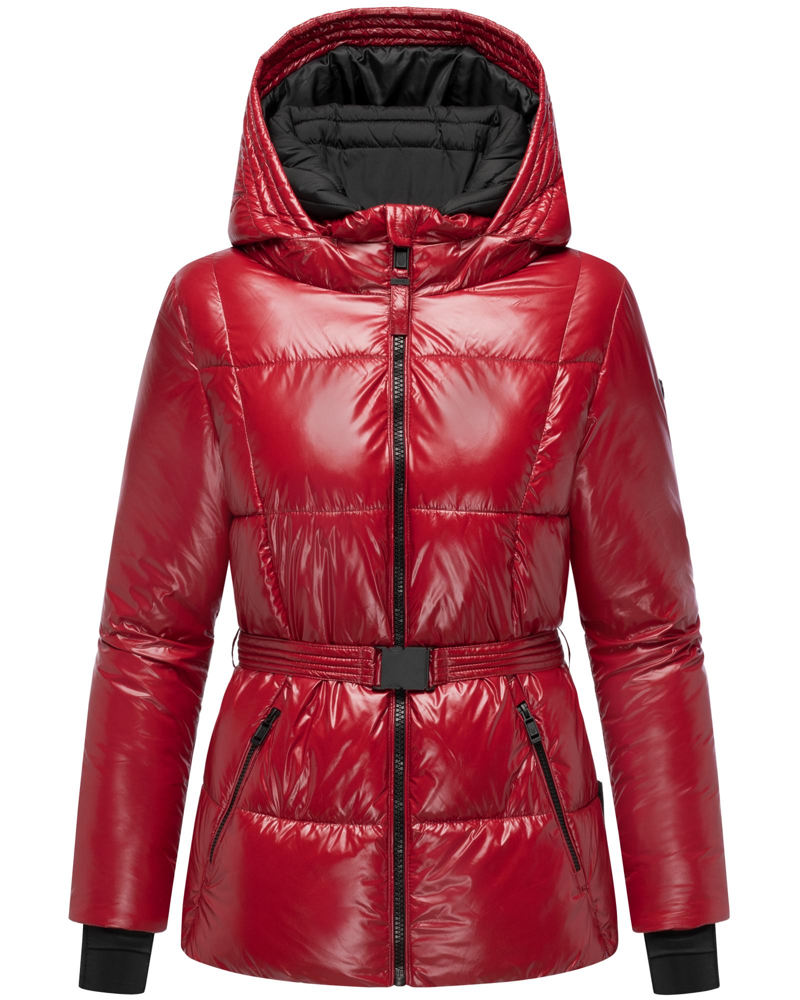 Navahoo Steppjacke "Eisglanz 14" mit Kapuze Glänzende Damen Winterjacke mit Taillengürtel von Navahoo