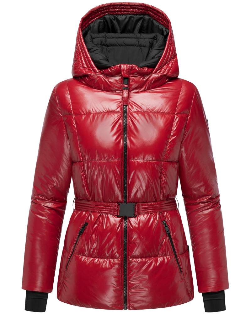 Navahoo Steppjacke "Eisglanz 14" mit Kapuze Glänzende Damen Winterjacke mit Taillengürtel von Navahoo