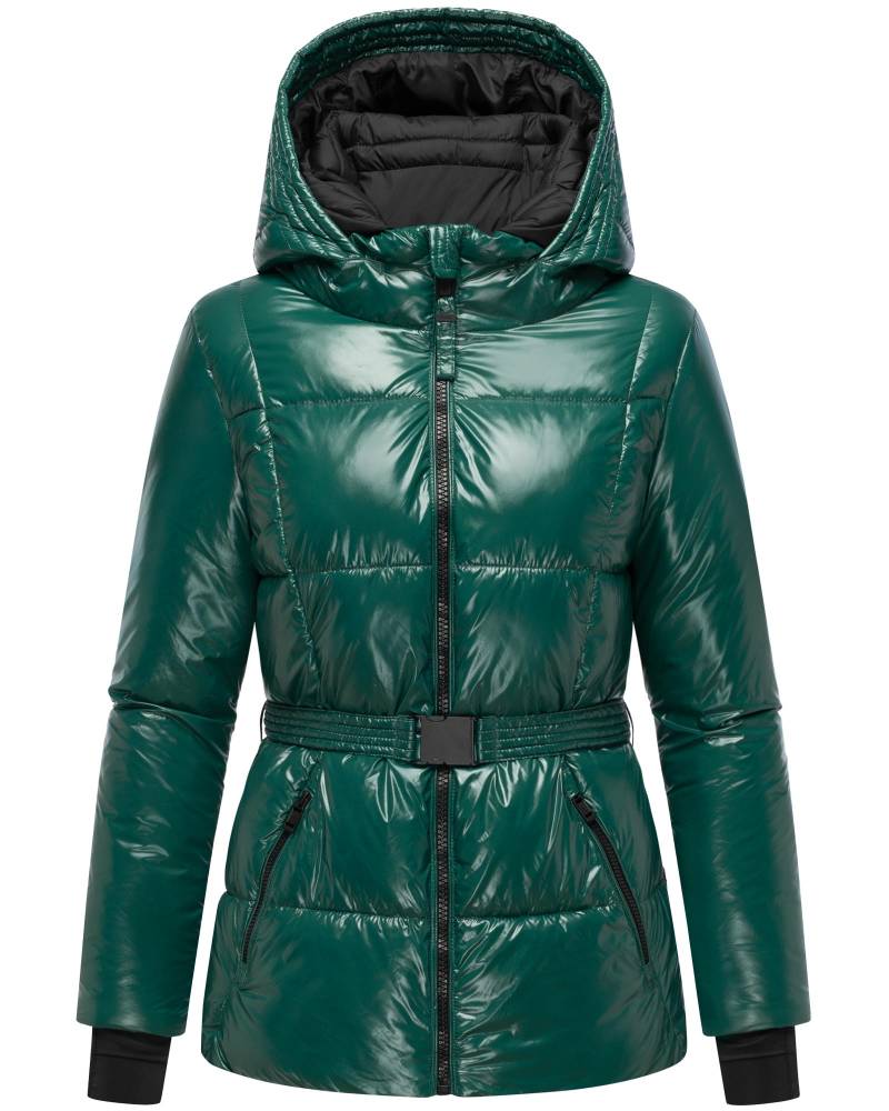 Navahoo Steppjacke "Eisglanz 14" mit Kapuze Glänzende Damen Winterjacke mit Taillengürtel von Navahoo