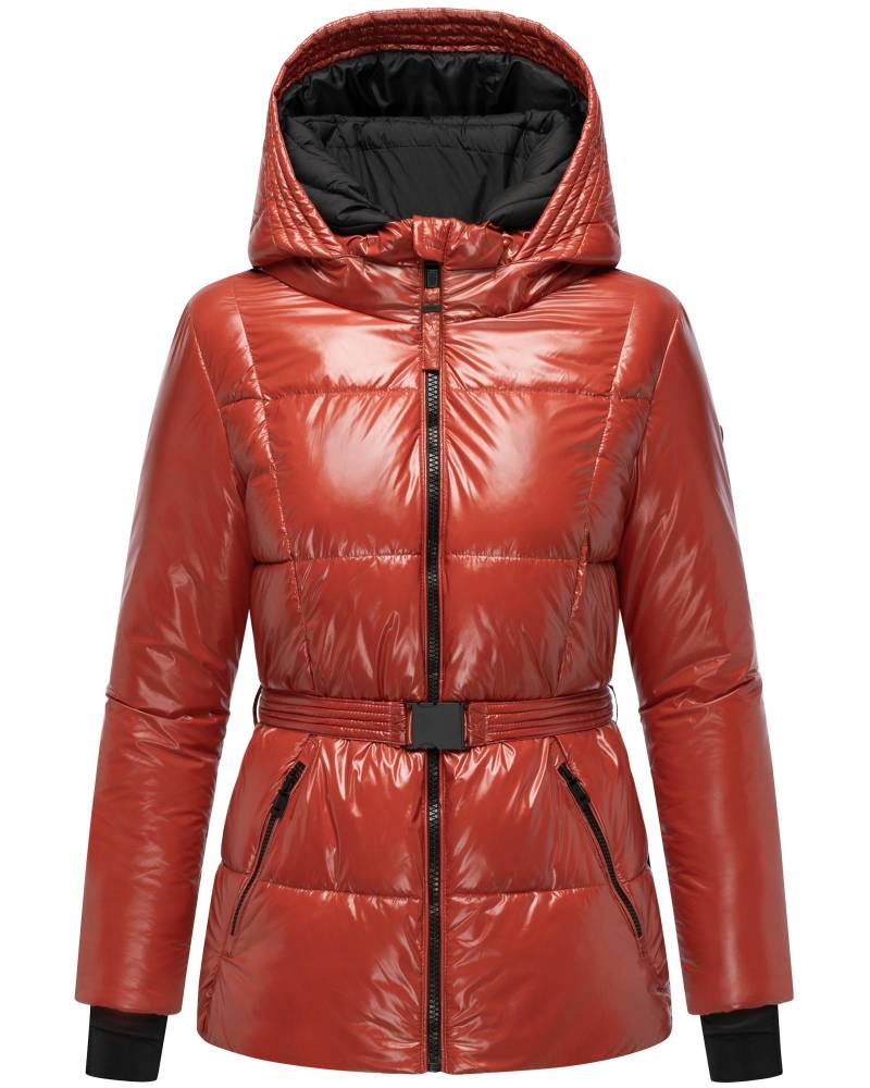 Navahoo Steppjacke "Eisglanz 14" mit Kapuze Glänzende Damen Winterjacke mit Taillengürtel von Navahoo