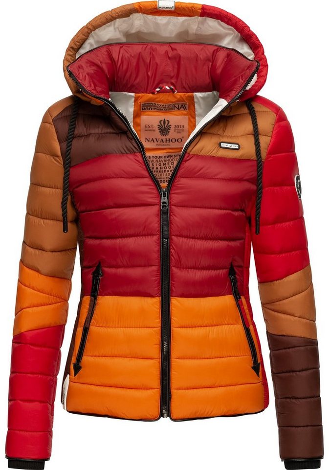 Navahoo Steppjacke Lulana Multikulti leichte Übergangsjacke mit Kapuze im Colourblocking Stil von Navahoo