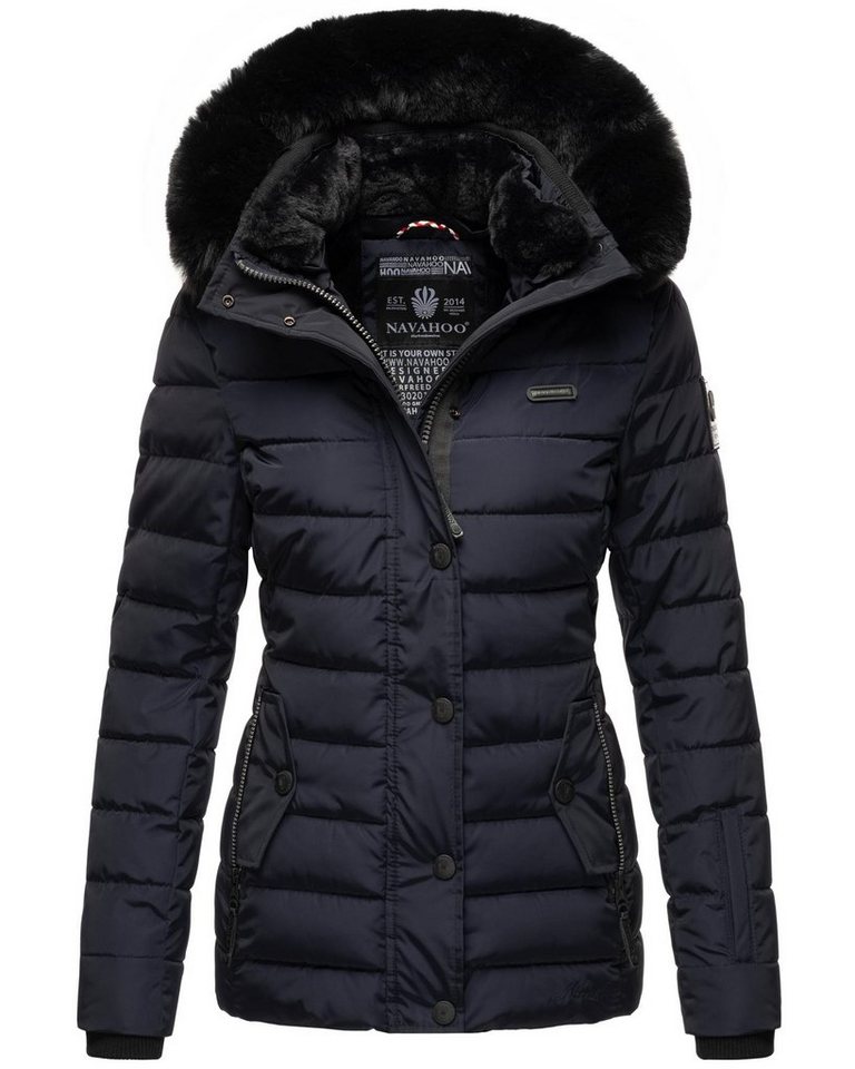 Navahoo Steppjacke Milianaa Edle Winterjacke mit weicher Kunstfell-Kapuze von Navahoo