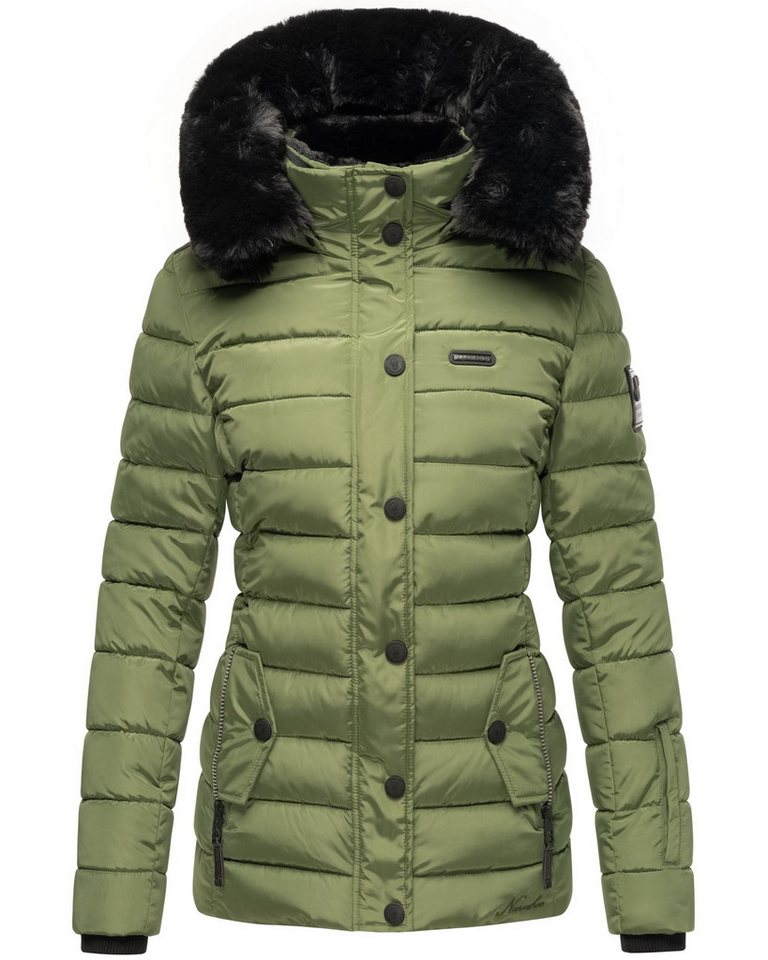 Navahoo Steppjacke Milianaa Edle Winterjacke mit weicher Kunstfell-Kapuze von Navahoo