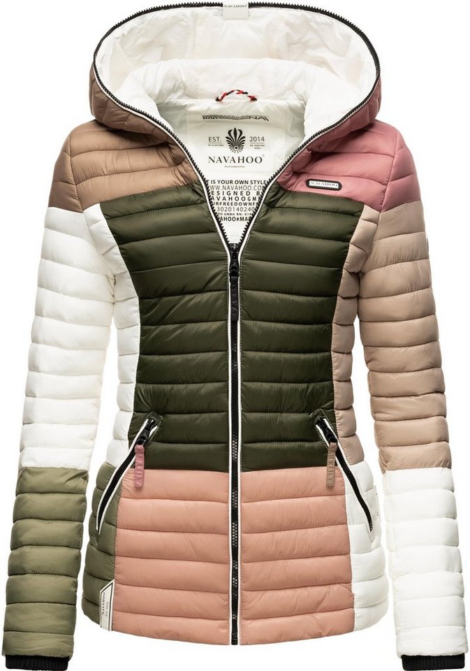 Navahoo Steppjacke Multikulti stylische Colorblocking Übergangsjacke m. Kapuze von Navahoo