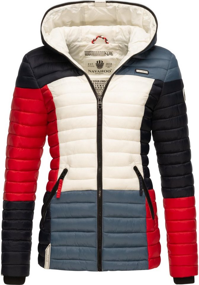 Navahoo Steppjacke Multikulti stylische Colorblocking Übergangsjacke m. Kapuze von Navahoo