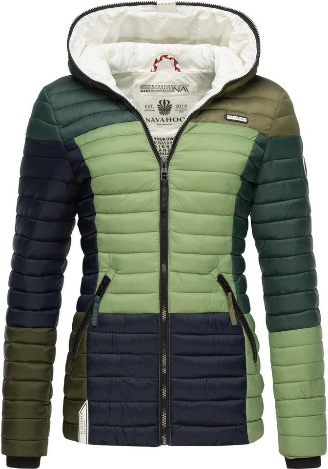 Navahoo Steppjacke Multikulti stylische Colorblocking Übergangsjacke m. Kapuze von Navahoo