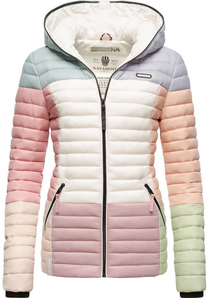 Navahoo Steppjacke Multikulti stylische Colorblocking Übergangsjacke m. Kapuze von Navahoo