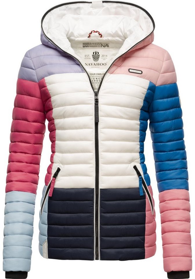 Navahoo Steppjacke Multikulti stylische Colorblocking Übergangsjacke m. Kapuze von Navahoo