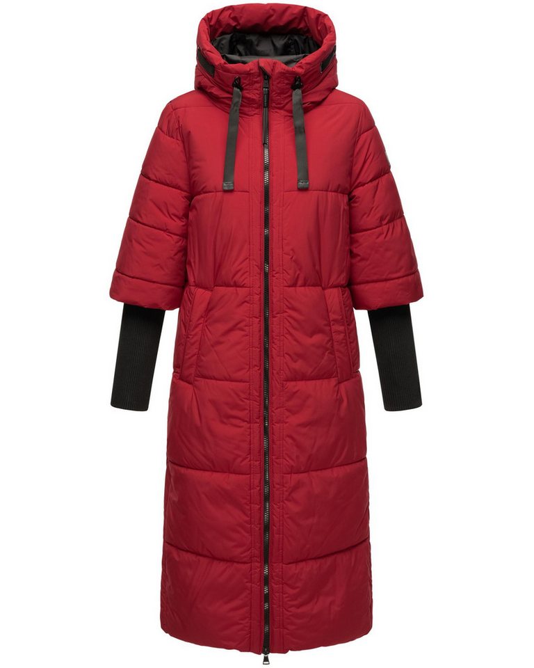 Navahoo Steppmantel Ciao Miau XIV Langer Wintermantel mit Rippstrickärmel von Navahoo