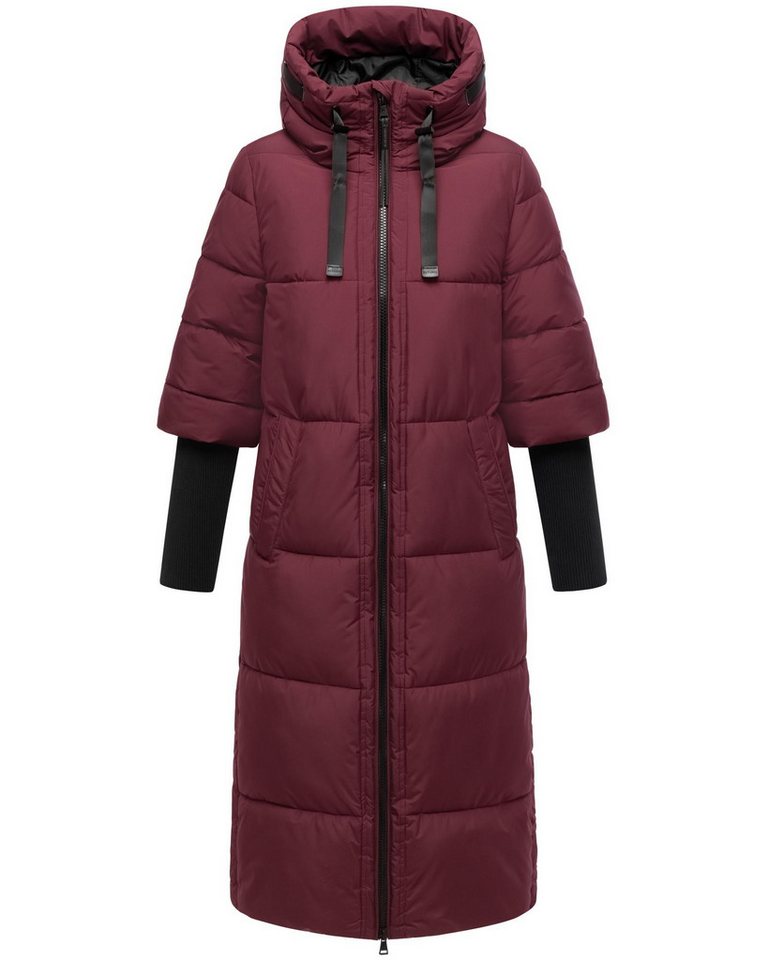 Navahoo Steppmantel Ciao Miau XIV Langer Wintermantel mit Rippstrickärmel von Navahoo