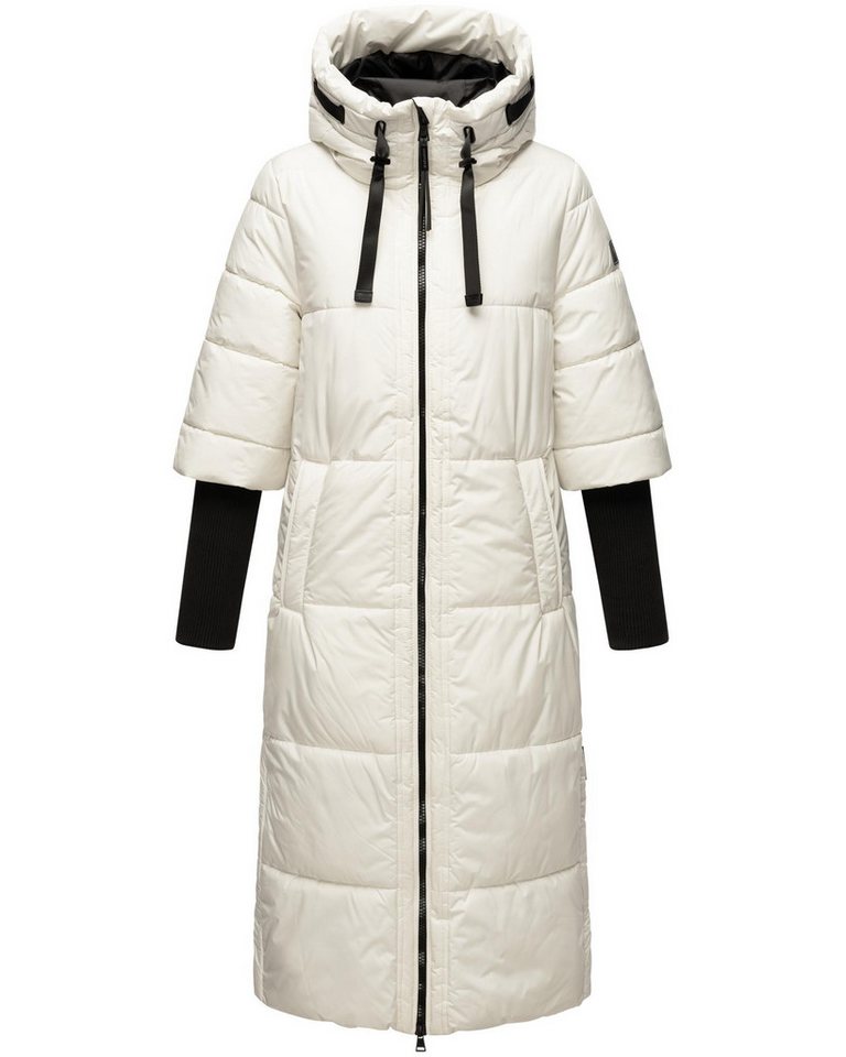Navahoo Steppmantel Ciao Miau XIV Langer Wintermantel mit Rippstrickärmel von Navahoo