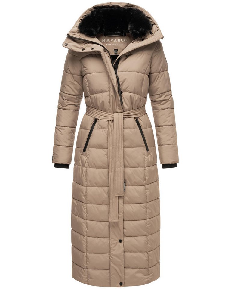 Navahoo Steppmantel Das Teil XIV extralanger Wintermantel mit abnehmbaren Kunstfellkragen von Navahoo