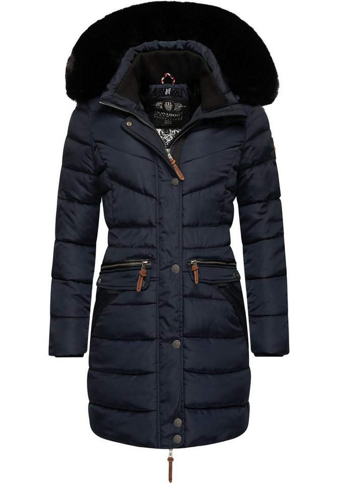 Navahoo Steppmantel Paula stylischer Winter Parka m. edlem Fellimitat von Navahoo