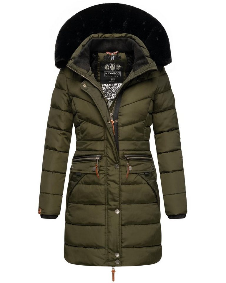 Navahoo Steppmantel Paula stylischer Winter Parka m. edlem Fellimitat von Navahoo