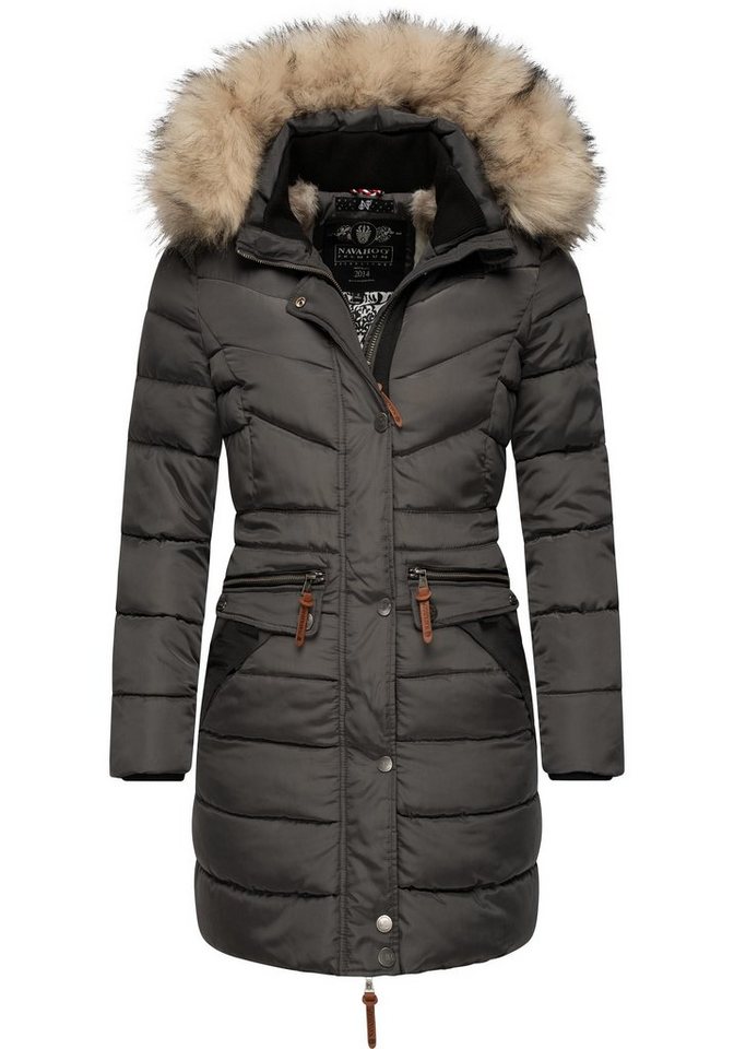 Navahoo Steppmantel Paula stylischer Winter Parka m. edlem Fellimitat von Navahoo