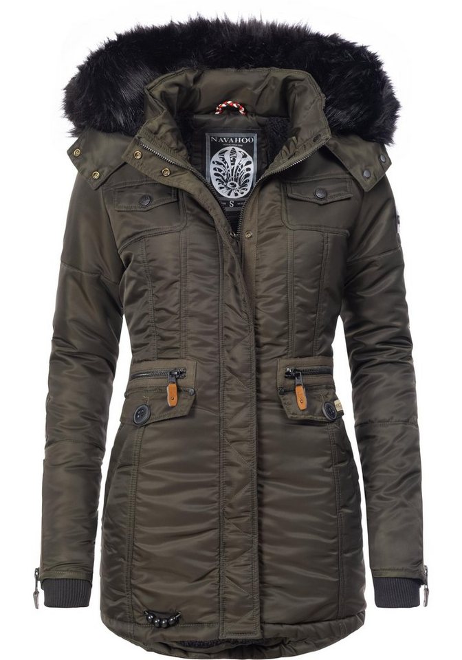 Navahoo Steppmantel Schätzchen warmer Winterparka mit Kunstfellkapuze von Navahoo