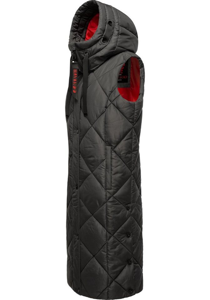 Navahoo Steppweste Schnuckel warme Damen Outdoor-Weste lang mit Kapuze von Navahoo