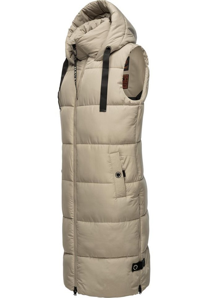 Navahoo Steppweste Schnuffelchen (1-tlg) warme Damen Outdoor-Weste lang mit Kapuze von Navahoo