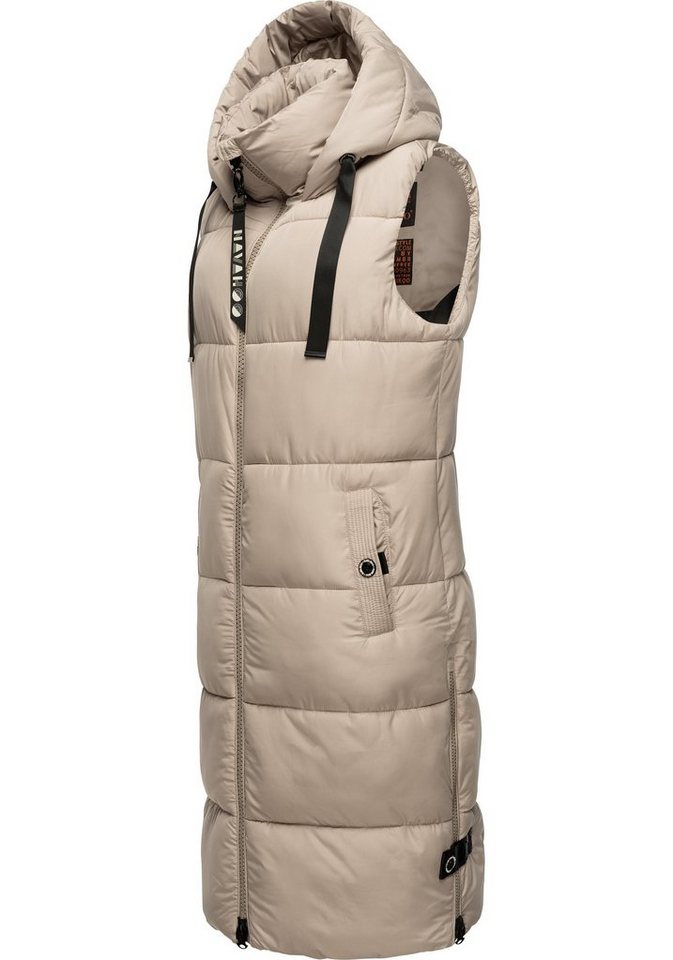 Navahoo Steppweste Schnuffelchen (1-tlg) warme Damen Outdoor-Weste lang mit Kapuze von Navahoo