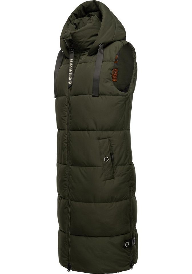 Navahoo Steppweste Schnuffelchen (1-tlg) warme Damen Outdoor-Weste lang mit Kapuze von Navahoo