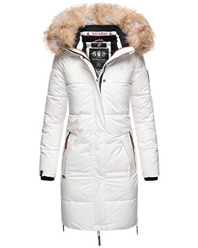 Navahoo Warmer Damen Winter Stepp Mantel Winterjacke Parka B803 [B803-Halin-Weiß-Gr.M] von Navahoo