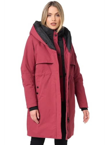 Navahoo Winterjacke Damen Designer Winter Jacke lang Mantel mit hohem Kragen B970 [B970-Snowel-Bordeaux-Gr.L] von Navahoo