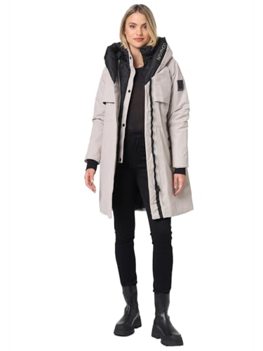 Navahoo Winterjacke Damen Designer Winter Jacke lang Mantel mit hohem Kragen B970 [B970-Snowel-Hellgrau-Gr.M] von Navahoo