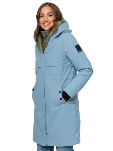 Navahoo Winterjacke Damen Designer Winter Jacke lang Mantel mit hohem Kragen B970 [B970-Snowel-Powder-Blue-Gr.XXL] von Navahoo