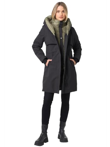Navahoo Winterjacke Damen Designer Winter Jacke lang Mantel mit hohem Kragen B970 [B970-Snowel-Schwarz-Gr.XL] von Navahoo