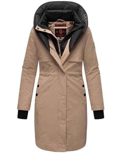 Navahoo Winterjacke Damen Designer Winter Jacke lang Mantel mit hohem Kragen B970 [B970-Snowel-Taupe-Grey-Gr.XXL] von Navahoo