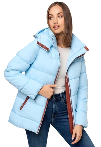 Navahoo Winterjacke Damen Stepp Winter Jacke Steppjacke gefüttert B973 [B973-Wattewolk-Baby-Blu-Gr.M] von Navahoo