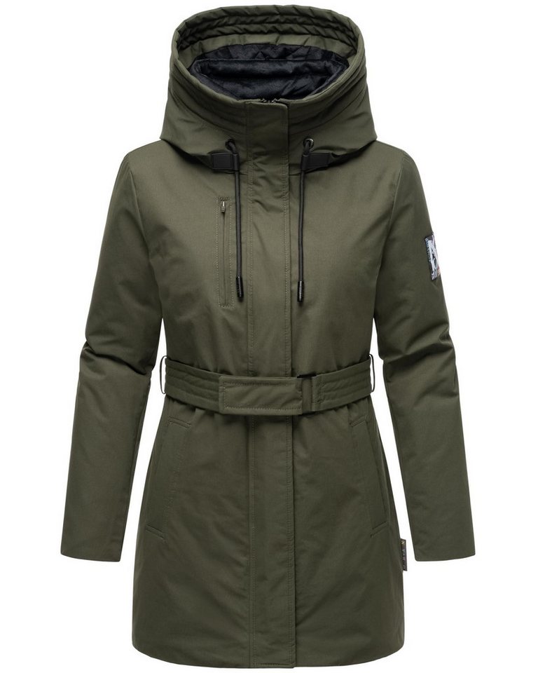 Navahoo Winterjacke Eishauch 14 Damen Winterparka mit Taillengürtel und Fleece-Kragen von Navahoo
